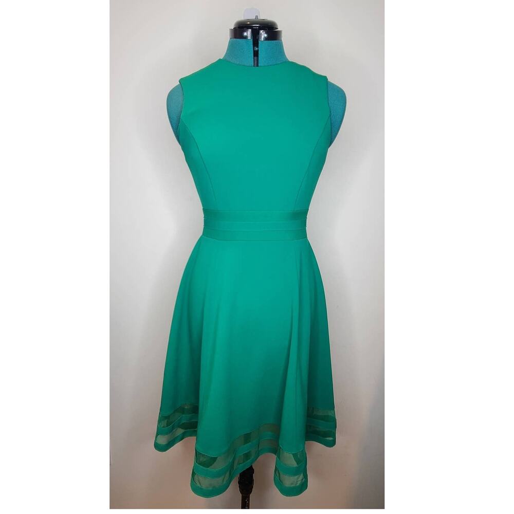 Calvin Klein kelly green fit flare sleeveless dress - 2